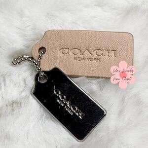 1.5" COACH Cream Silver Hang Tag Key Fob Bag Charm Set